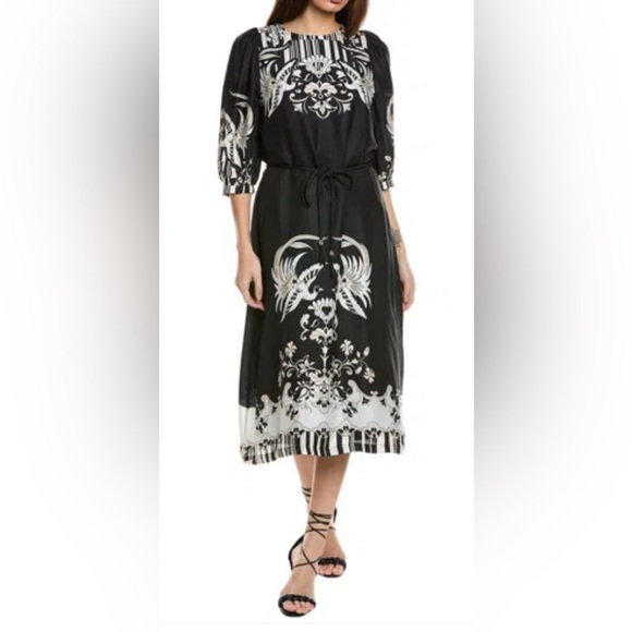 JOHNNY WAS Viviette Silk Blend Midi Dress - Picture 1 of 13